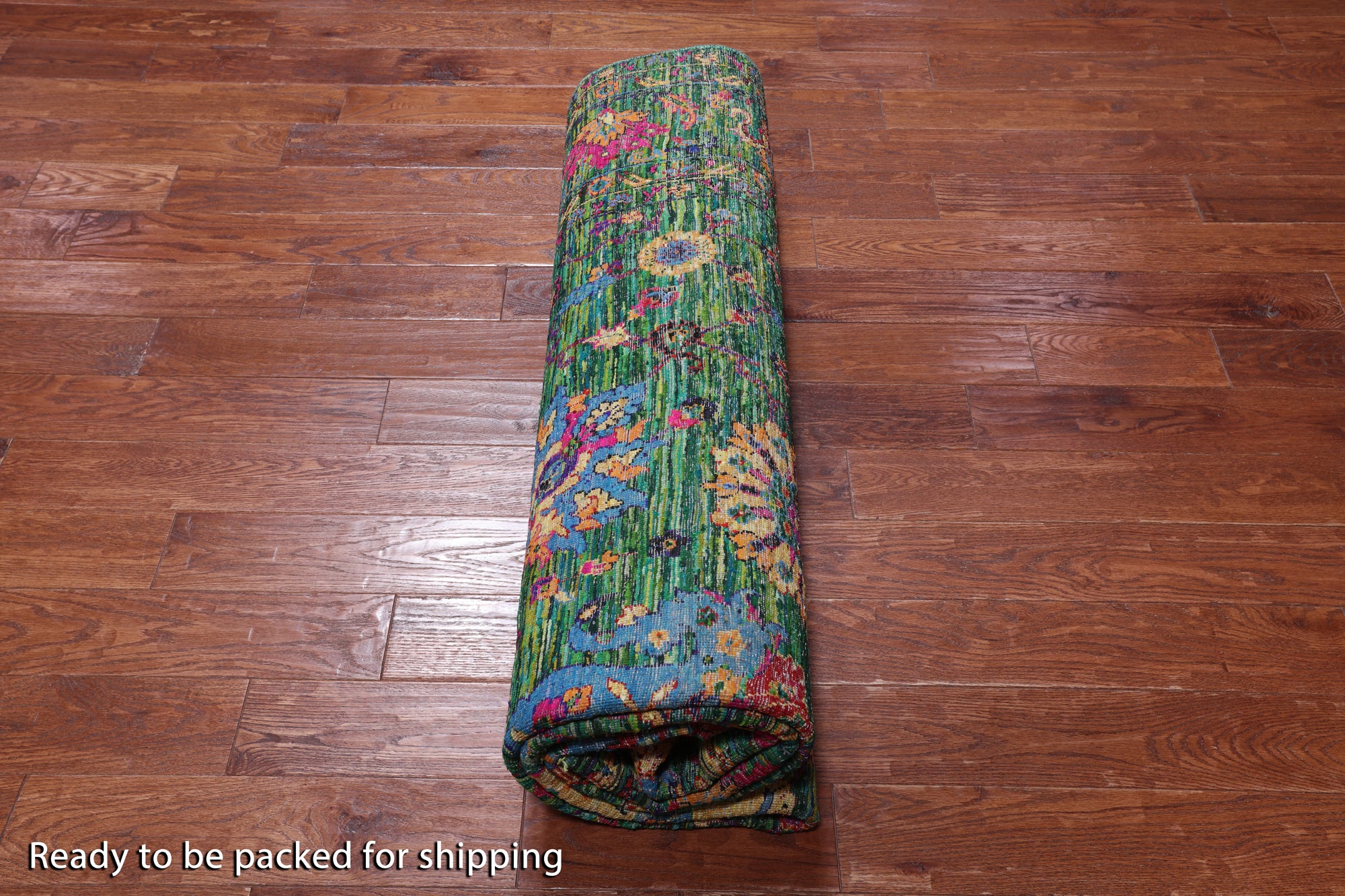 Green Persian Tabriz Handmade 100% Silk Rug - 7' 10" X 10' 6"