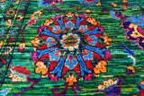 Green Persian Tabriz Handmade 100% Silk Rug - 7' 10" X 10' 6"