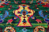 Green Persian Tabriz Handmade Silk Rug - 9' 0" X 12' 2"