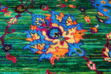 Green Persian Tabriz Handmade Silk Rug - 9' 0" X 12' 2"