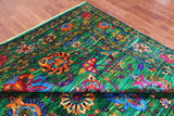 Green Persian Tabriz Handmade Silk Rug - 9' 0" X 12' 2"