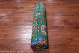 Green Persian Tabriz Handmade Silk Rug - 9' 0" X 12' 2"
