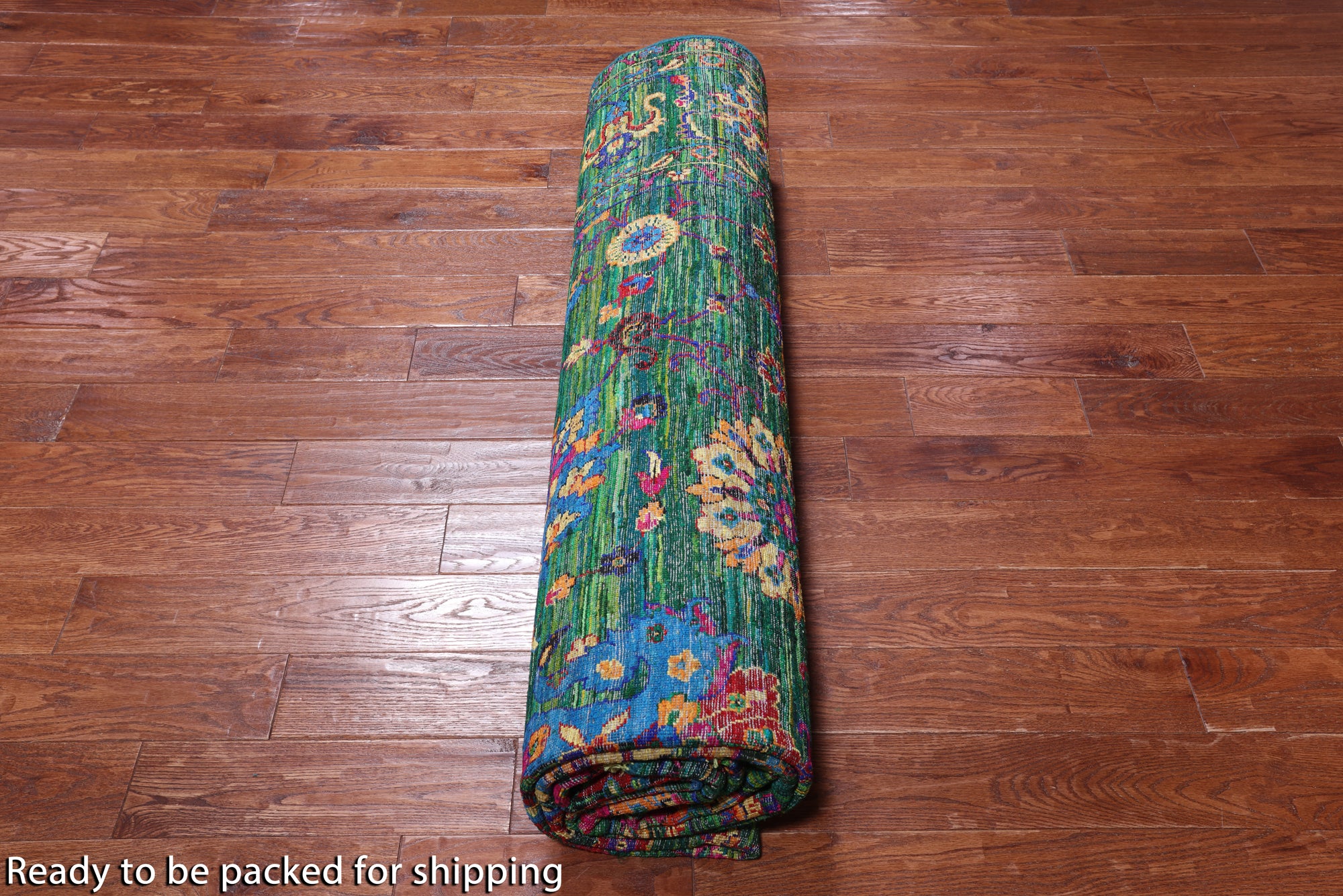 Green Persian Tabriz Handmade Silk Rug - 9' 0" X 12' 2"