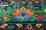 Green Persian Tabriz Handmade Silk Rug - 9' 0" X 12' 2"