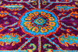 Purple Persian Heriz Serapi Hand Knotted Silk Rug - 8' 0" X 10' 2"