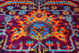 Purple Persian Heriz Serapi Hand Knotted Silk Rug - 8' 0" X 10' 2"