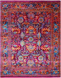 Purple Persian Heriz Serapi Hand Knotted Silk Rug - 8' 0" X 10' 2"