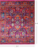 Purple Persian Heriz Serapi Hand Knotted Silk Rug - 8' 0" X 10' 2"
