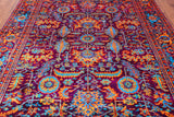 Purple Persian Heriz Serapi Hand Knotted Silk Rug - 8' 0" X 10' 2"