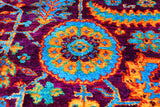 Purple Persian Heriz Serapi Hand Knotted Silk Rug - 8' 0" X 10' 2"