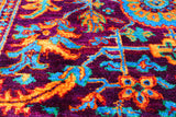 Purple Persian Heriz Serapi Hand Knotted Silk Rug - 8' 0" X 10' 2"