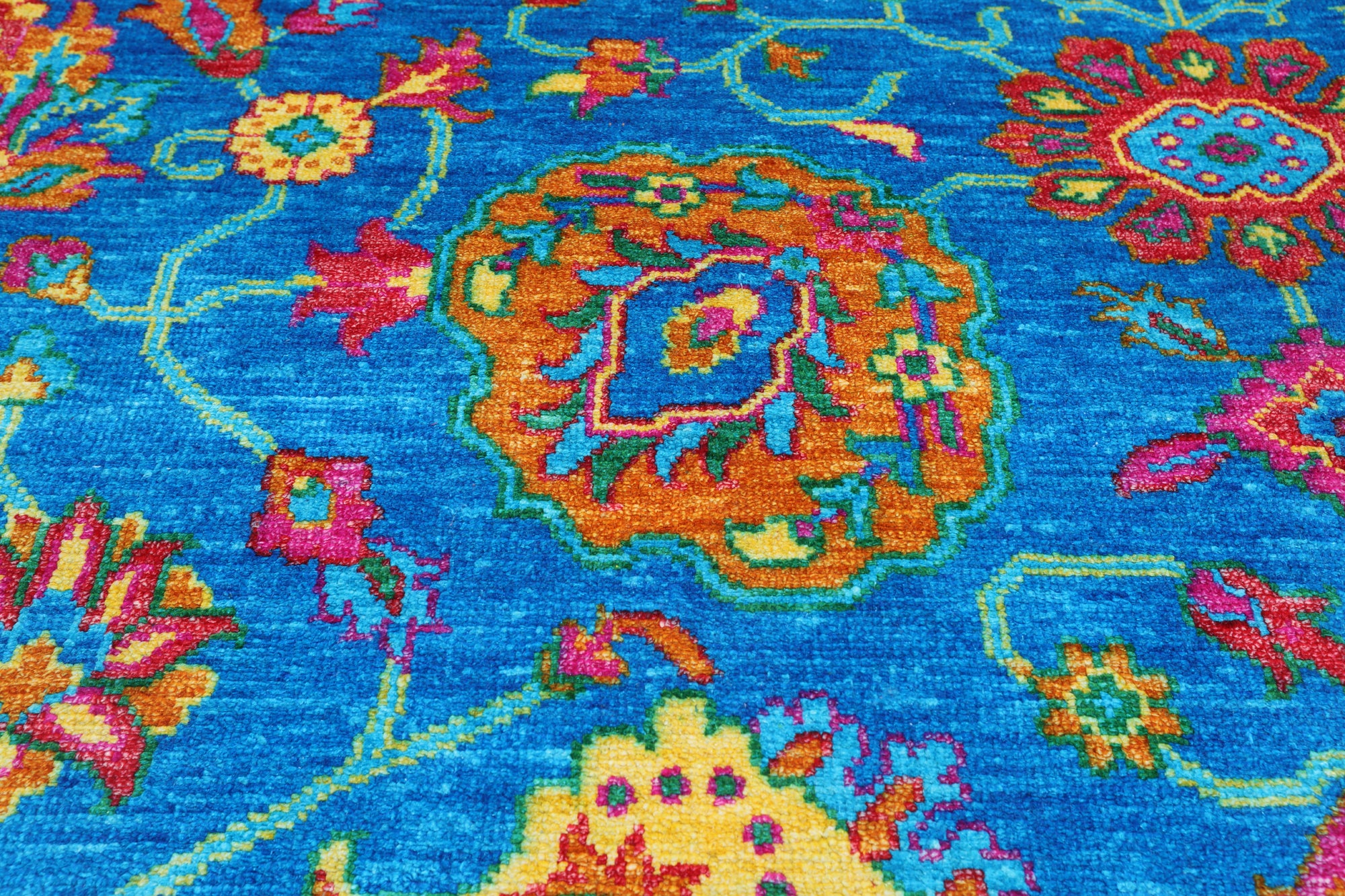 Blue Persian Tabriz Hand Knotted Silk Rug - 8' 1" X 10' 4"