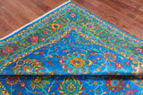 Blue Persian Tabriz Hand Knotted Silk Rug - 8' 1" X 10' 4"