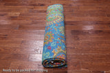 Blue Persian Tabriz Hand Knotted Silk Rug - 8' 1" X 10' 4"