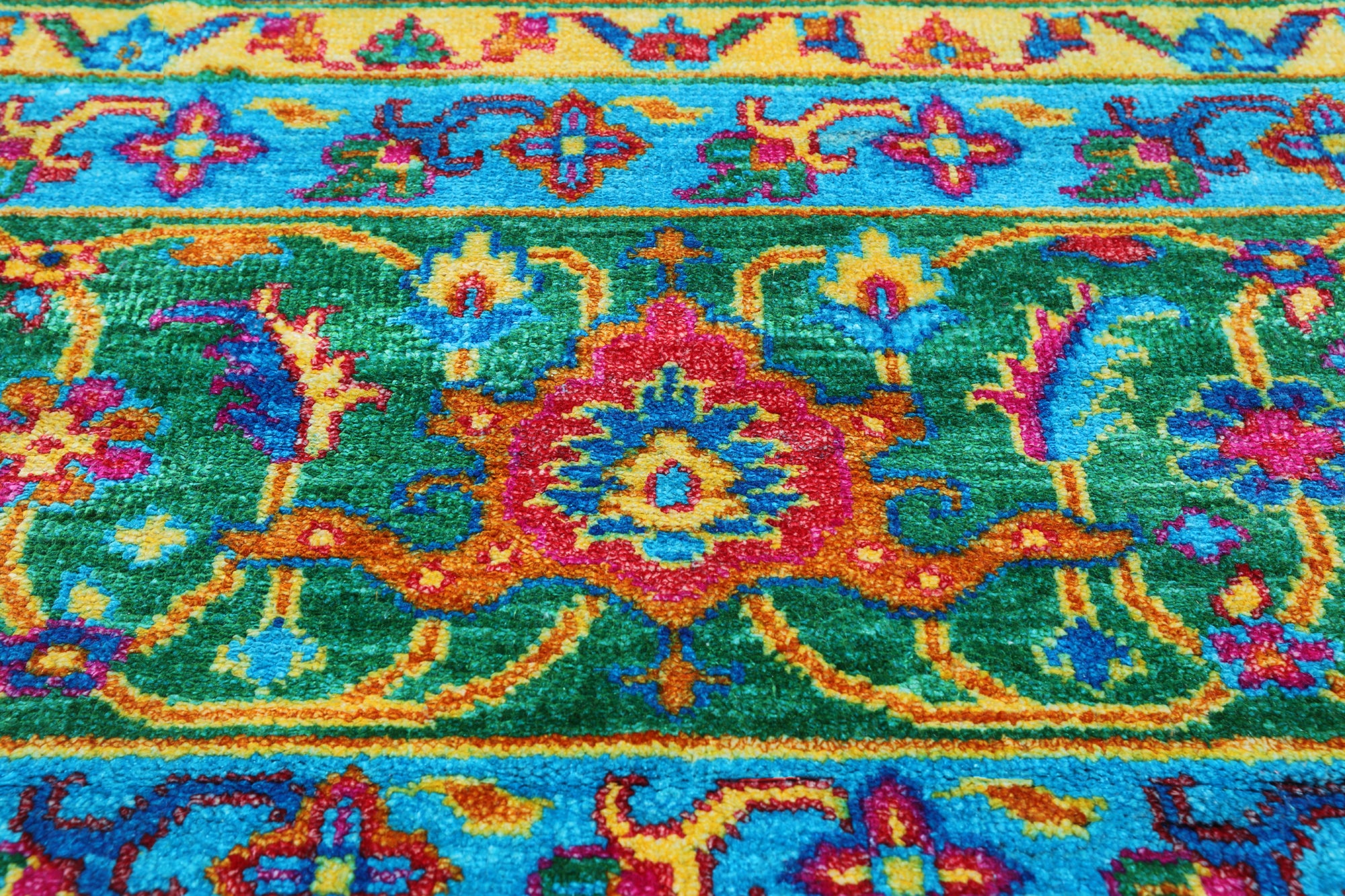 Blue Persian Tabriz Hand Knotted Silk Rug - 8' 1" X 10' 4"