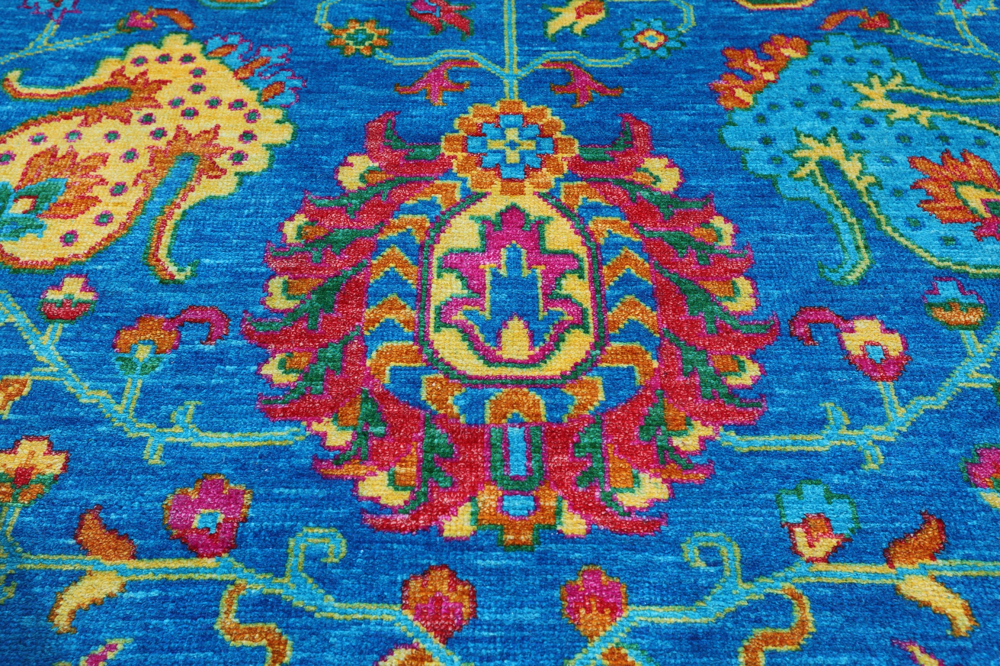 Blue Persian Tabriz Hand Knotted Silk Rug - 8' 1" X 10' 4"