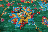 Green Persian Tabriz Handmade Silk Rug - 8' 1" X 10' 0"