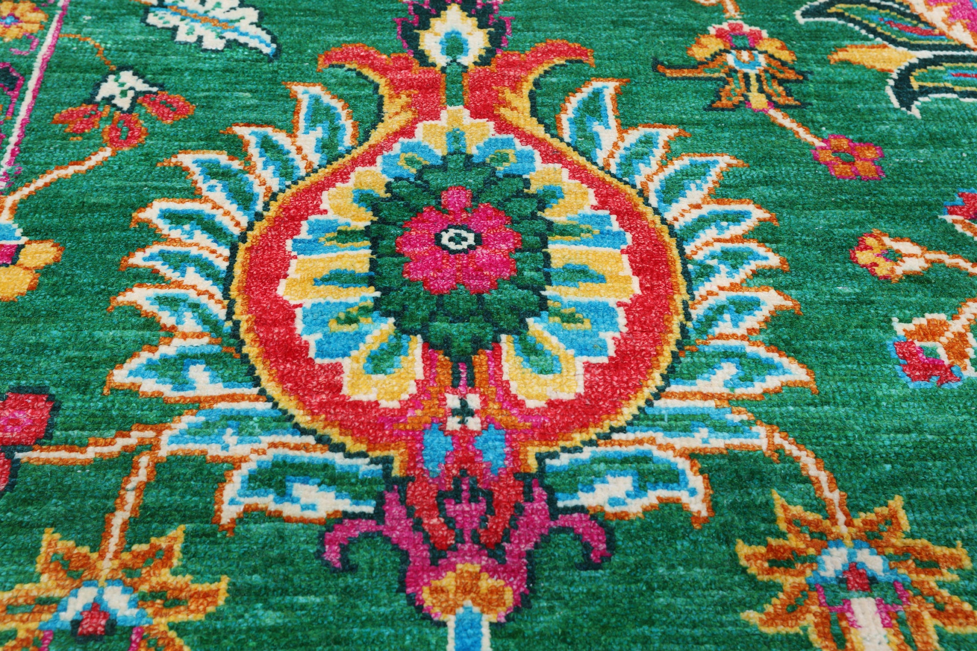 Green Persian Tabriz Handmade Silk Rug - 8' 1" X 10' 0"