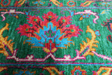 Green Persian Tabriz Handmade Silk Rug - 8' 1" X 10' 0"