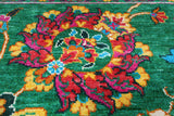 Green Persian Tabriz Handmade Silk Rug - 8' 1" X 10' 0"