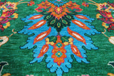 Green Persian Tabriz Handmade Silk Rug - 8' 1" X 10' 0"