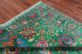 Green Persian Tabriz Handmade Silk Rug - 8' 1" X 10' 0"