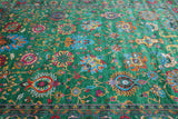 Green Persian Tabriz Handmade Silk Rug - 8' 1" X 10' 0"