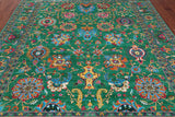 Green Persian Tabriz Handmade Silk Rug - 8' 1" X 10' 0"