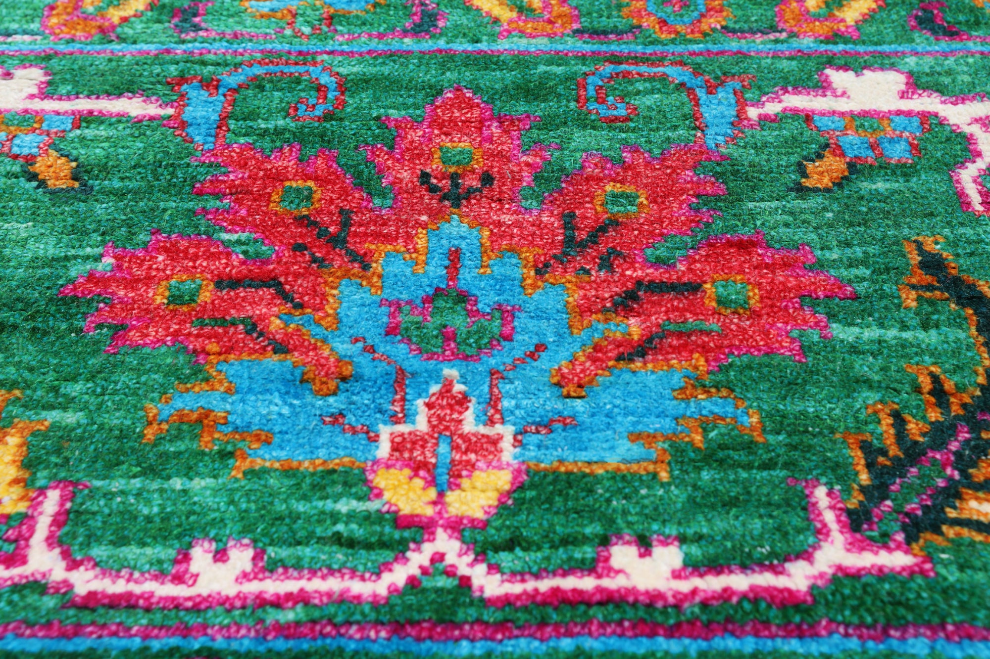 Green Persian Tabriz Handmade Silk Rug - 8' 1" X 10' 0"