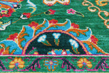 Green Persian Tabriz Handmade Silk Rug - 8' 1" X 10' 0"