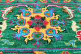 Green Persian Tabriz Handmade Silk Rug - 8' 1" X 10' 0"