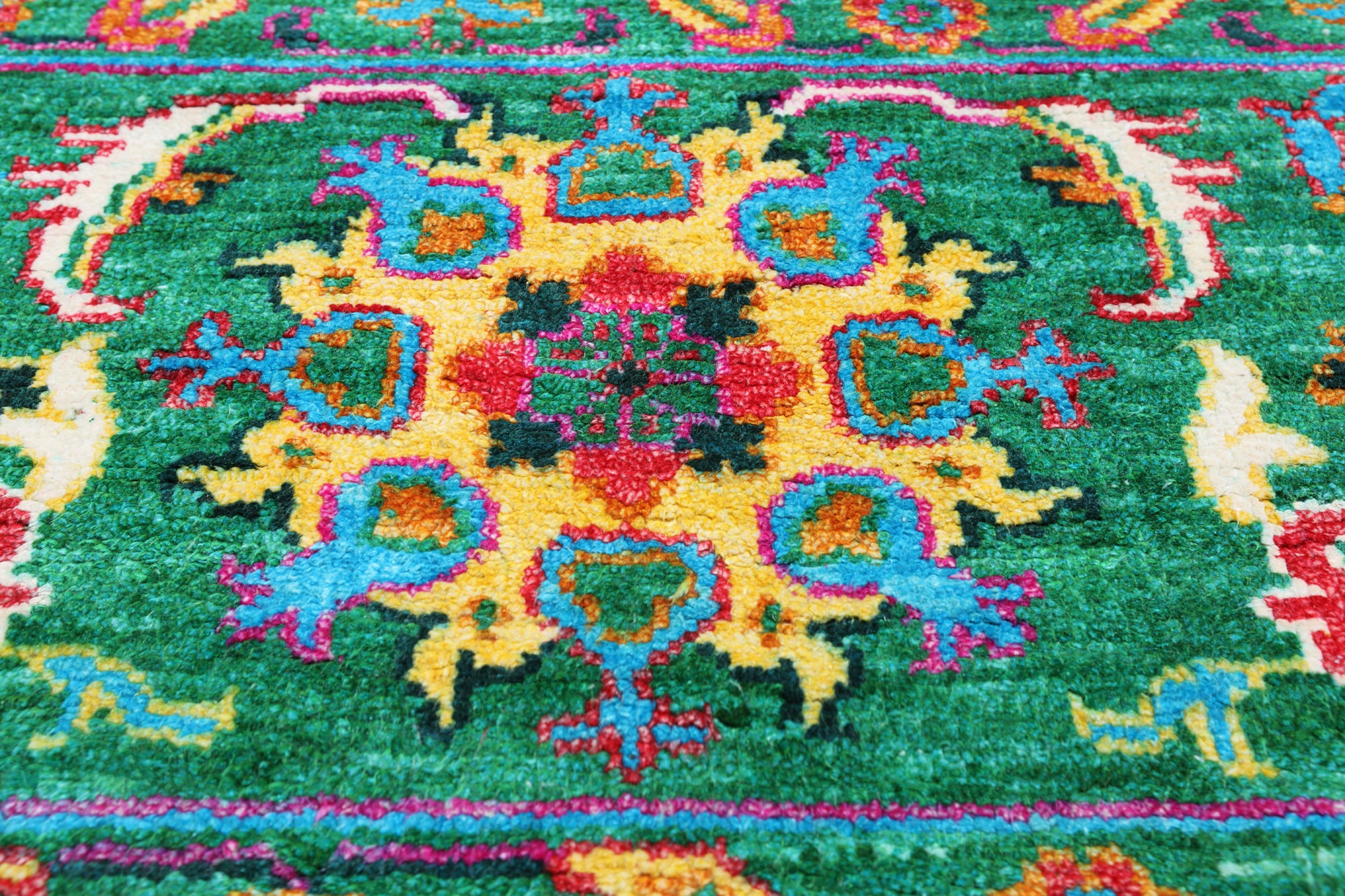 Green Persian Tabriz Handmade Silk Rug - 8' 1" X 10' 0"
