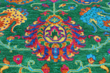 Green Persian Tabriz Handmade Silk Rug - 8' 0" X 10' 2"