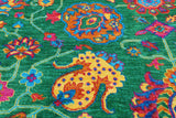 Green Persian Tabriz Handmade Silk Rug - 8' 0" X 10' 2"