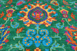 Green Persian Tabriz Handmade Silk Rug - 8' 0" X 10' 2"
