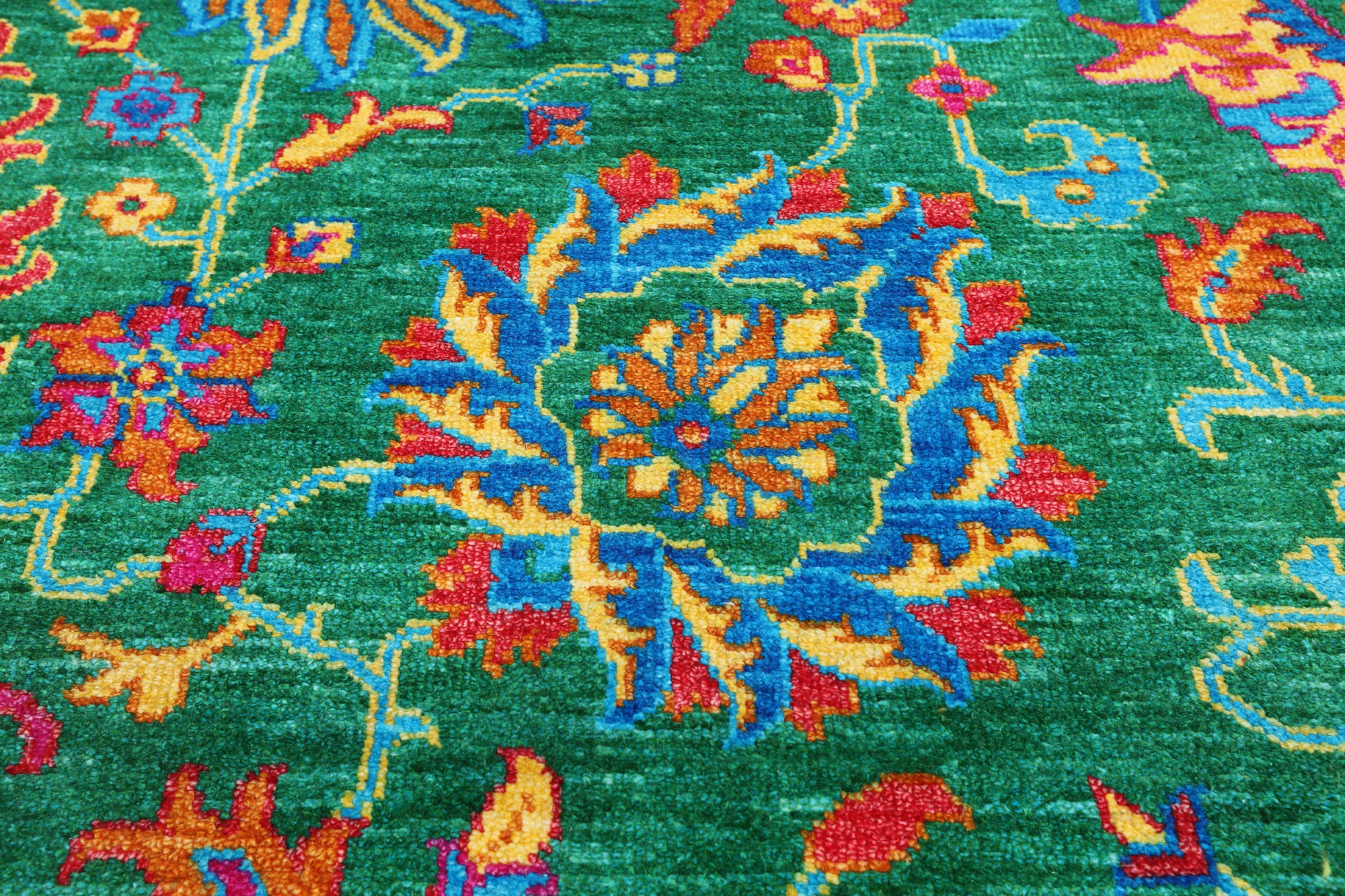 Green Persian Tabriz Handmade Silk Rug - 8' 0" X 10' 2"