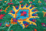 Green Persian Tabriz Handmade Silk Rug - 8' 0" X 10' 2"