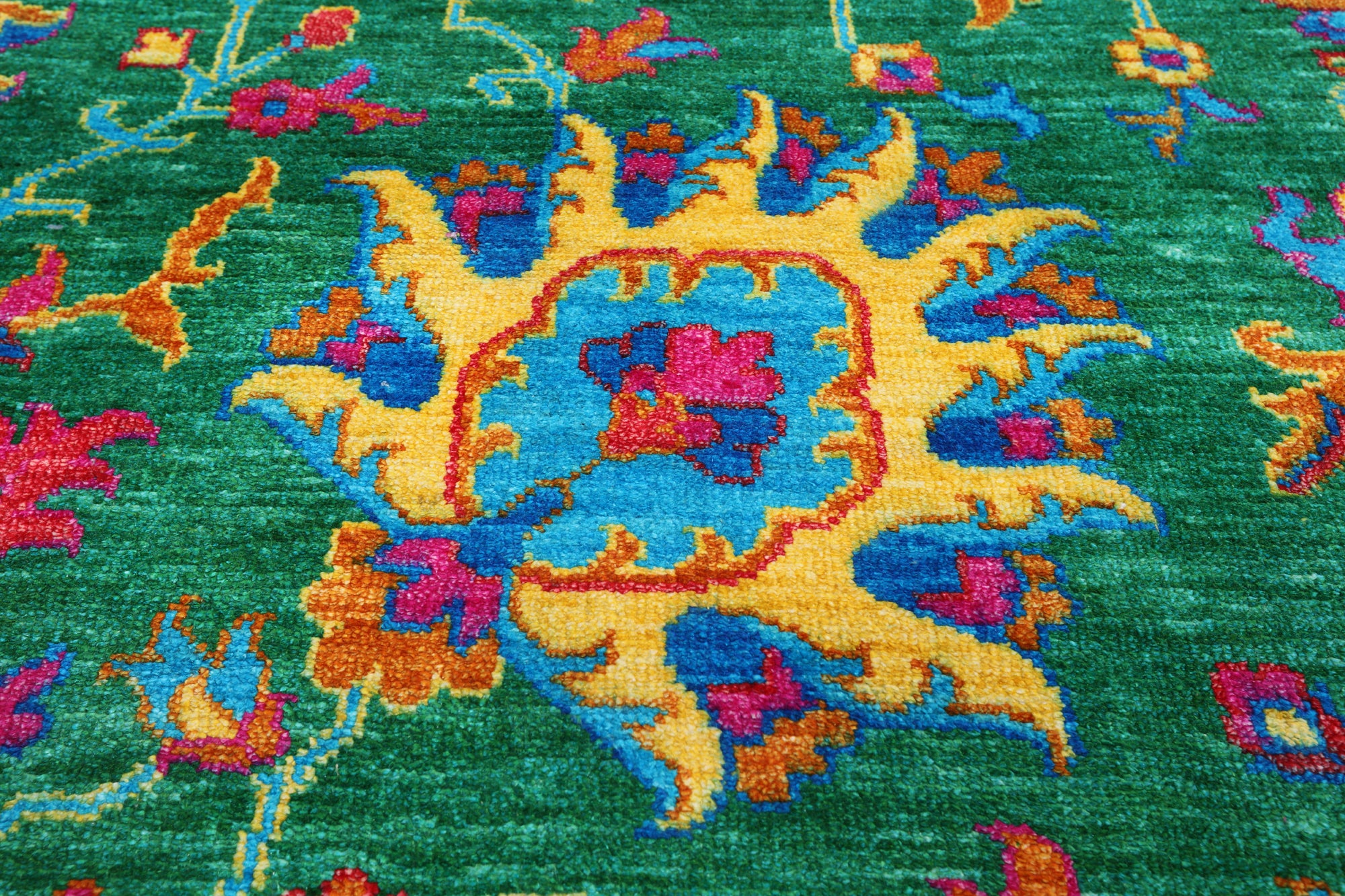 Green Persian Tabriz Handmade Silk Rug - 8' 0" X 10' 2"