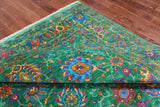 Green Persian Tabriz Handmade Silk Rug - 8' 0" X 10' 2"