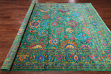 Green Persian Tabriz Handmade Silk Rug - 8' 0" X 10' 2"