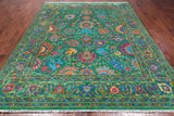 Green Persian Tabriz Handmade Silk Rug - 8' 0" X 10' 2"
