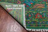 Green Persian Tabriz Handmade Silk Rug - 8' 0" X 10' 2"