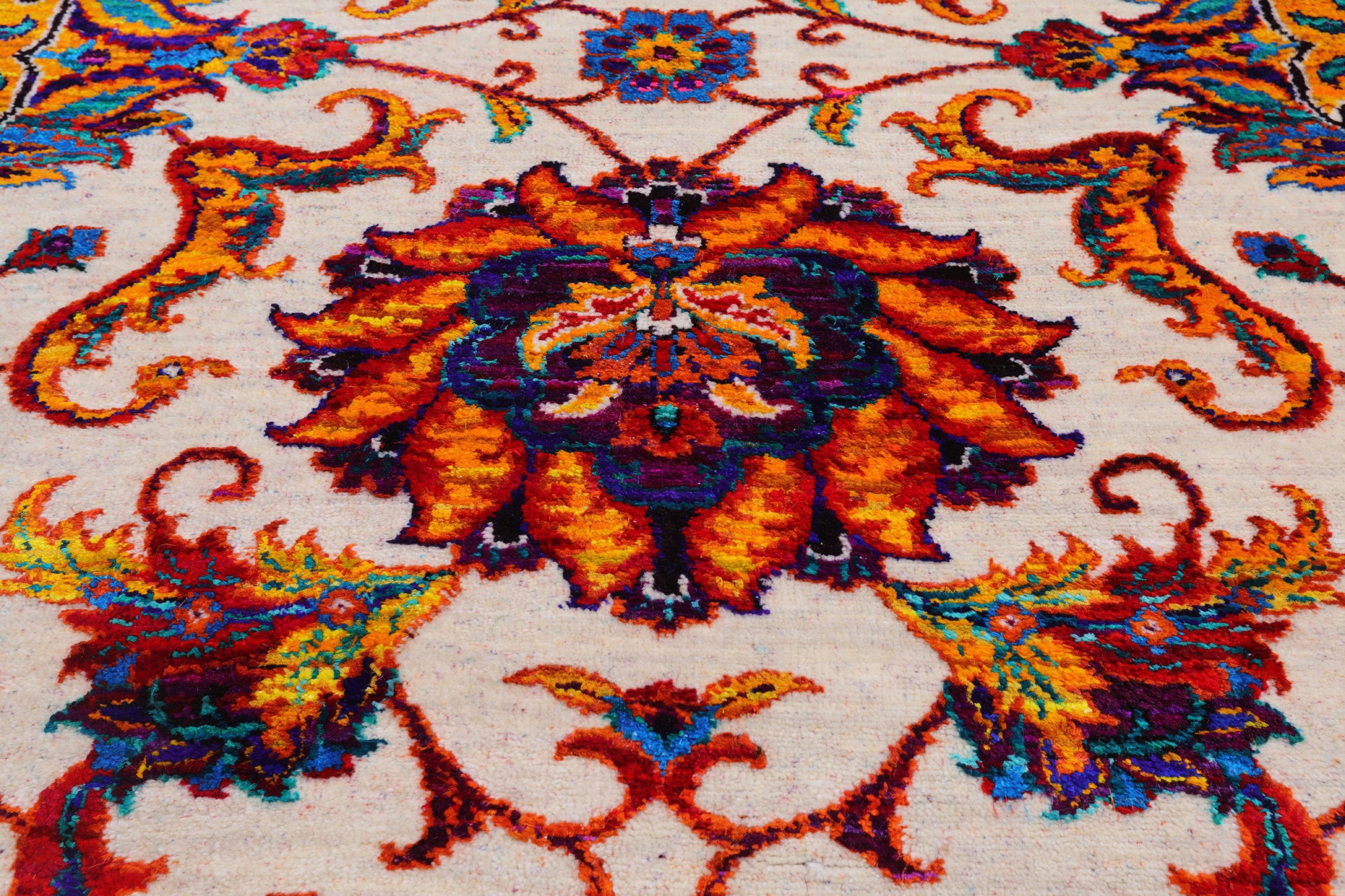 Ivory Persian Tabriz Hand Knotted Wool & Silk Rug - 8' 1" X 10' 0"