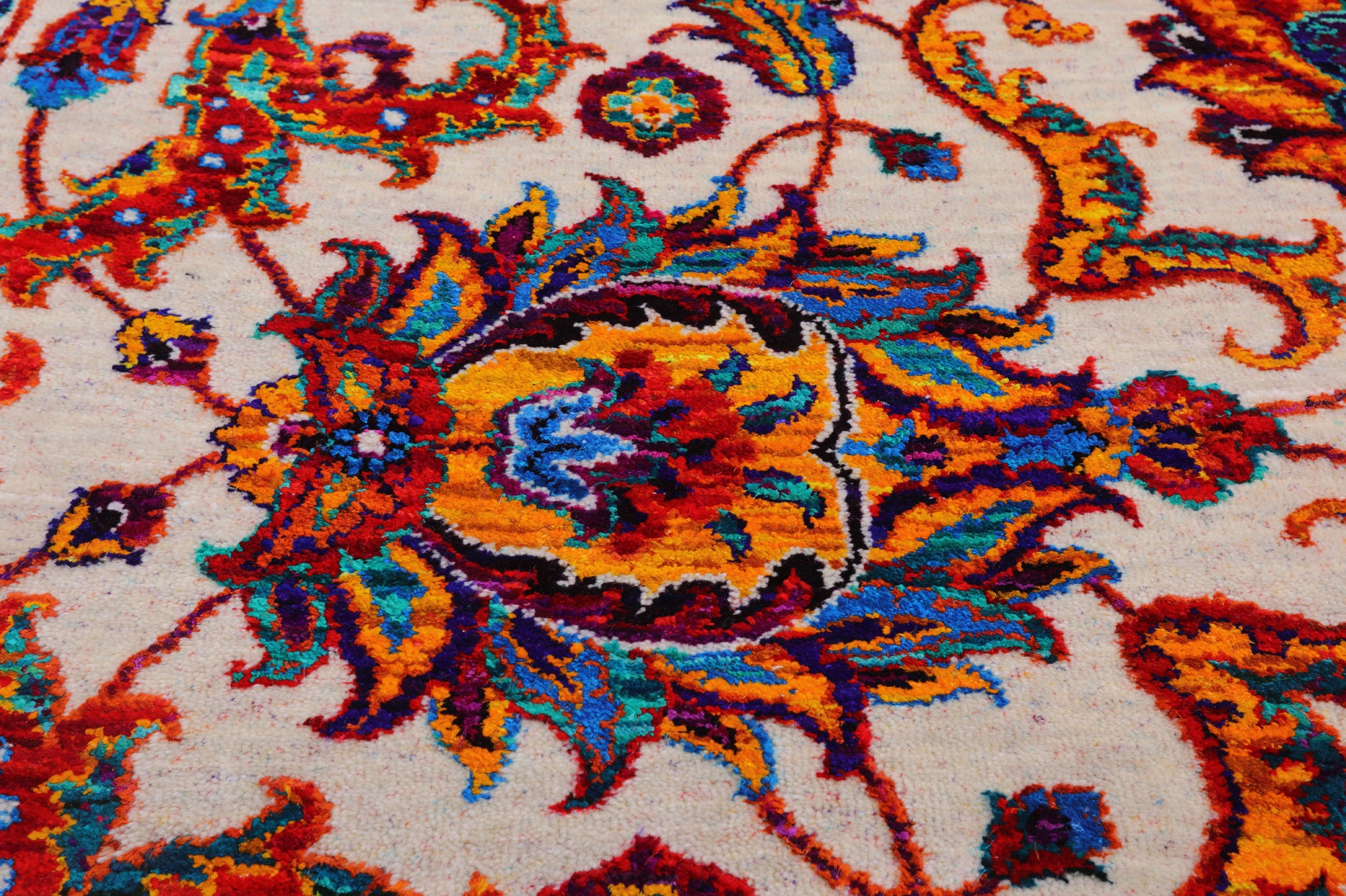 Ivory Persian Tabriz Hand Knotted Wool & Silk Rug - 8' 1" X 10' 0"