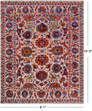 Ivory Persian Tabriz Hand Knotted Wool & Silk Rug - 8' 1" X 10' 0"