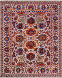 Ivory Persian Tabriz Hand Knotted Wool & Silk Rug - 8' 1" X 10' 0"