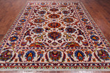 Ivory Persian Tabriz Hand Knotted Wool & Silk Rug - 8' 1" X 10' 0"