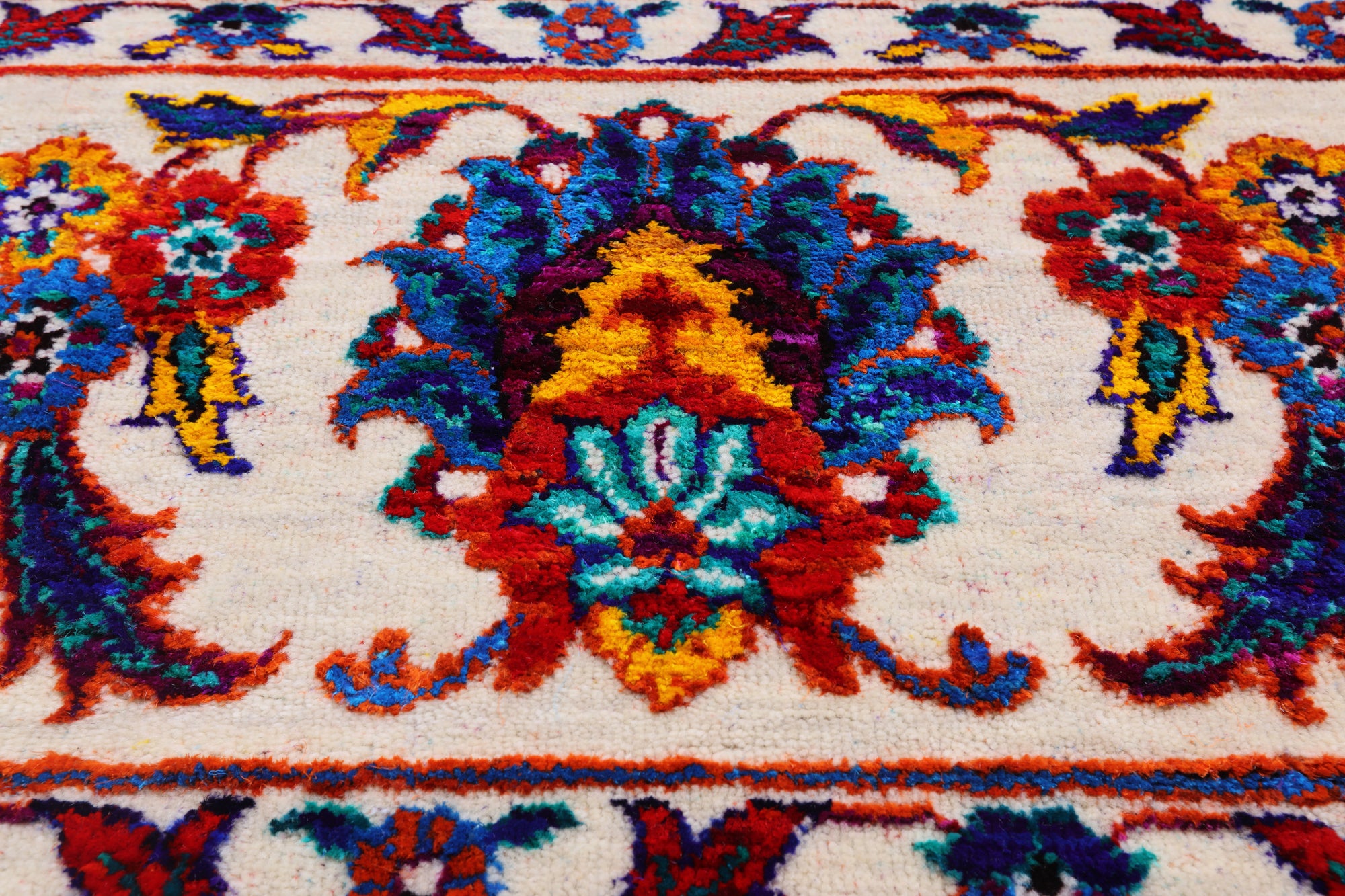 Ivory Persian Tabriz Hand Knotted Wool & Silk Rug - 8' 1" X 10' 0"