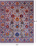 Grey Persian Tabriz Hand Knotted Wool & Silk Rug - 8' 0" X 10' 1"