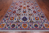 Grey Persian Tabriz Hand Knotted Wool & Silk Rug - 8' 0" X 10' 1"